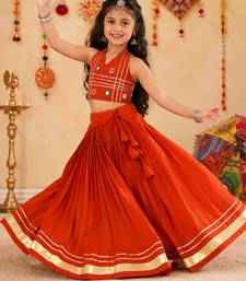 Navratri kids cotton lehenga choli with mirror work