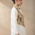 Green geometric printed linen collared shirt for women