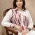 Pink geometric printed linen collared shirt for women