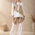 Green geometric printed linen shirt & trousers co-ord set for women