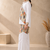 Green geometric printed linen shirt & trousers co-ord set for women