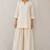 White solid pleated cotton shirt style tunic & trouser co-ord set for women
