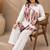 Pink geometric printed linen shirt & trousers co-ord set for women