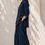 Blue solid pleated cotton shirt style tunic & trouser co-ord set for women