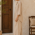Beige solid pleated cotton shirt style tunic & trouser co-ord set for women