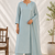 Blue cotton solid ethnic wear kurta set with dupatta for women