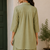 Olive solid pleated cotton shirt style tunic & trouser co-ord set for women