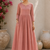 Pink solid cotton fit & flare maxi dress for women