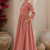Pink solid cotton fit & flare maxi dress for women
