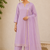 Lavender cotton solid ethnic wear kurta set with dupatta for women