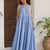 Blue solid cotton fit & flare maxi dress for women