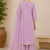 Lavender cotton solid ethnic wear kurta set with dupatta for women