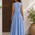 Blue solid cotton fit & flare maxi dress for women