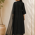 Black cotton solid ethnic wear kurta set with dupatta for women
