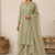 Olive cotton solid ethnic wear kurta set with dupatta for women