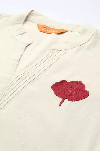 Women Floral Embroidered Thread Work Pure Cotton Republic Day Kurta with Palazzos