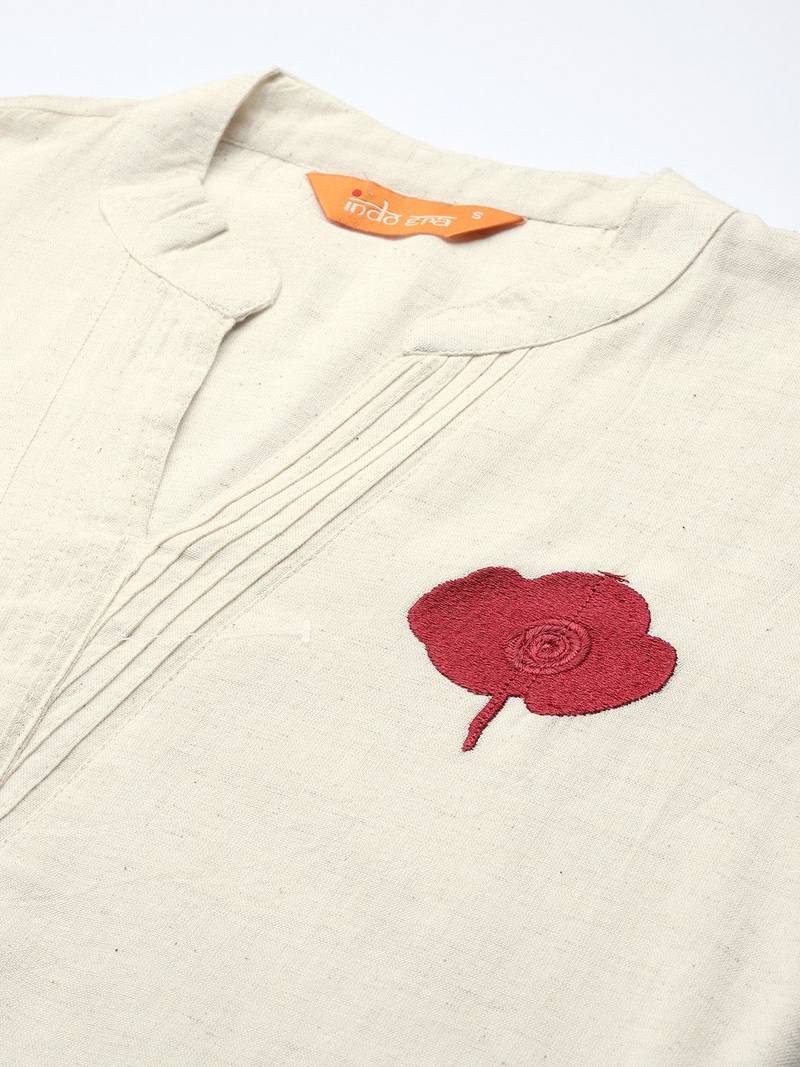 Women Floral Embroidered Thread Work Pure Cotton Republic Day Kurta with Palazzos