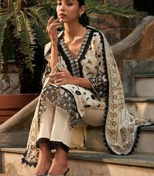 Floral Embroidered Regular Thread Work  Cotton Kurta with Trousers & Dupatta