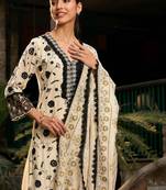 Floral Embroidered Regular Thread Work  Cotton Kurta with Trousers & Dupatta