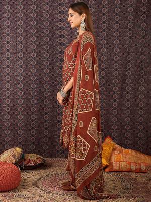 Women Ethnic Motifs Printed Pure Cotton Kurta with Trousers & Dupatta 5