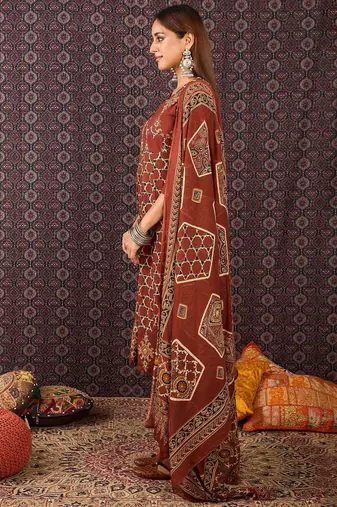 Women Ethnic Motifs Printed Pure Cotton Kurta with Trousers & Dupatta