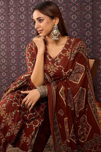 Women Ethnic Motifs Printed Pure Cotton Kurta with Trousers & Dupatta