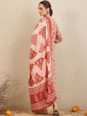 Floral Printed Gotta Patti  Cotton Straight Kurta With Trousers & Dupatta 7