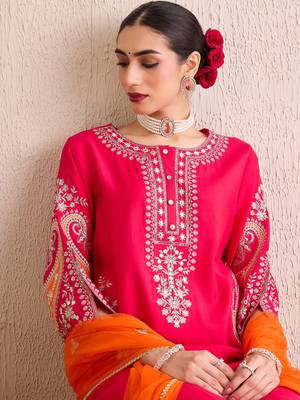Women Ethnic Motifs Embroidered Regular Kurta with Trousers & With Dupatta 1
