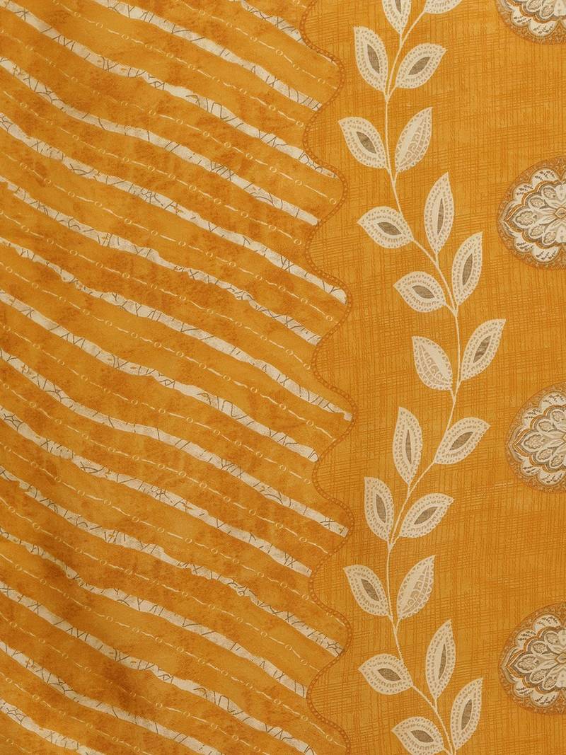 Women Floral Yoke Design Regular  Cotton Kurta with Trousers & With Dupatta