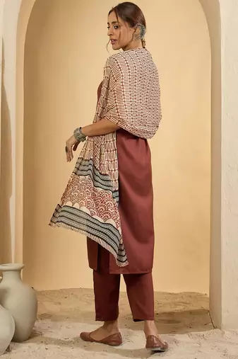 Women Regular Kurta with Trousers & Dupatta