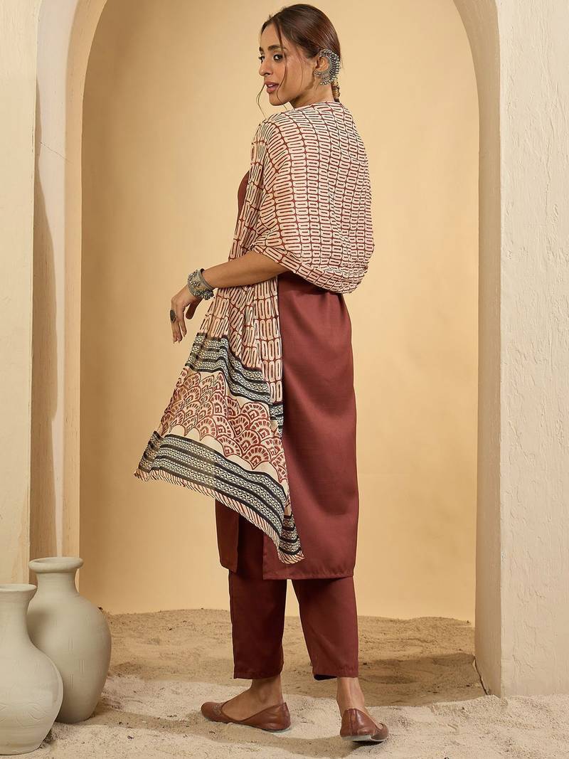 Women Regular Kurta with Trousers & Dupatta