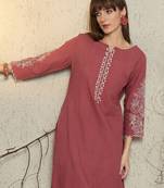 Women Ethnic Motifs Embroidered Thread Work  Cotton Kurta with Trousers