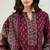Burgundy Floral Printed Mandarin Collar Pure Cotton Kurta with Salwar & Dupatta