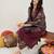 Burgundy Floral Printed Mandarin Collar Pure Cotton Kurta with Salwar & Dupatta