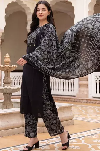 Women Ethnic Motifs Printed Regular Pure Cotton Kurta with Palazzos & With Dupatta