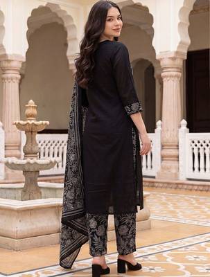 Women Ethnic Motifs Printed Regular Pure Cotton Kurta with Palazzos & With Dupatta 4