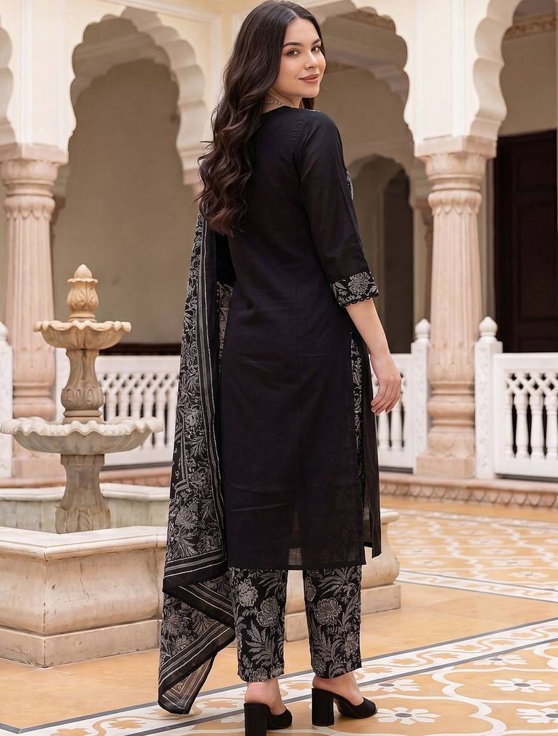 Women Ethnic Motifs Printed Regular Pure Cotton Kurta with Palazzos & With Dupatta