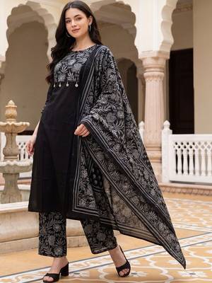 Women Ethnic Motifs Printed Regular Pure Cotton Kurta with Palazzos & With Dupatta 6