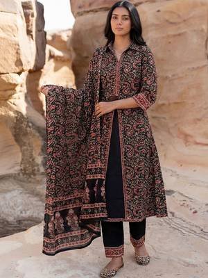 Women Ethnic Motifs Printed Regular  Cotton Kurta with Trousers & With Dupatta 6