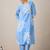 Floral Printed V-Neck  Cotton Straight Kurta With Trousers