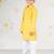 Boys' yellow and white cotton kurta and pyjama set