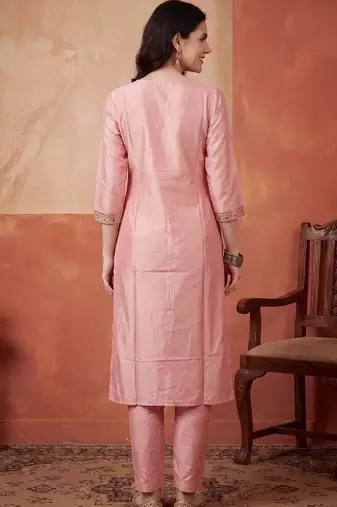 Women Ethnic Motifs Embroidered Regular Thread Work Kurta with Trousers & With Dupatta