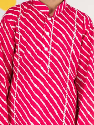 boys' pink and white cotton kurta and pyjama set 2