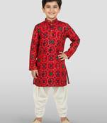 Boys' red kurta and patiala set