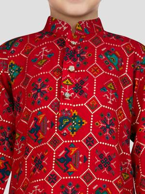 Boys' red kurta and patiala set 2