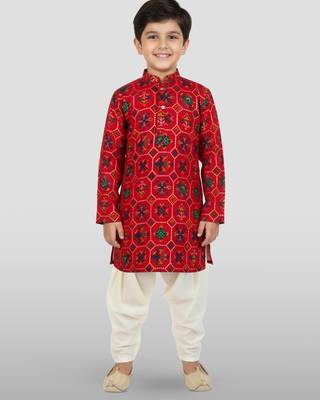 Boys' red kurta and patiala set 3
