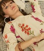 Women Floral Printed Regular Thread Work Kurta with Palazzos