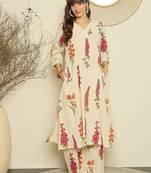 Women Floral Printed Thread Work Kurta with Palazzos