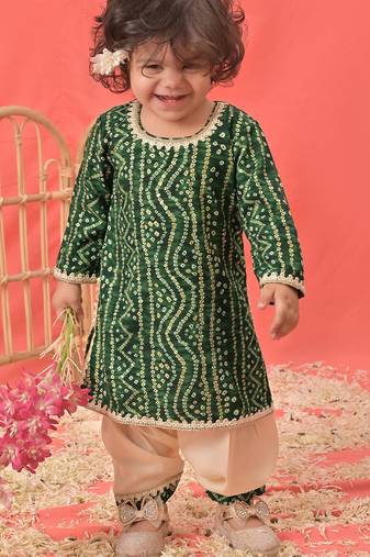 Sishu girls' green kurta and patiala set