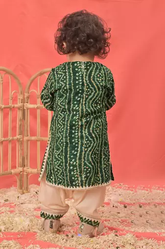 Sishu girls' green kurta and patiala set